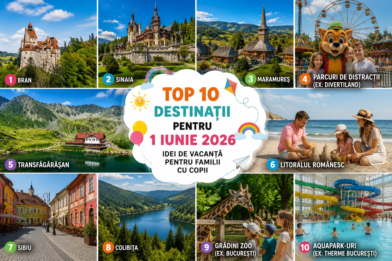 Top 10 destinații pentru 1 Iunie 2026: idei de vacanță pentru familii cu copii