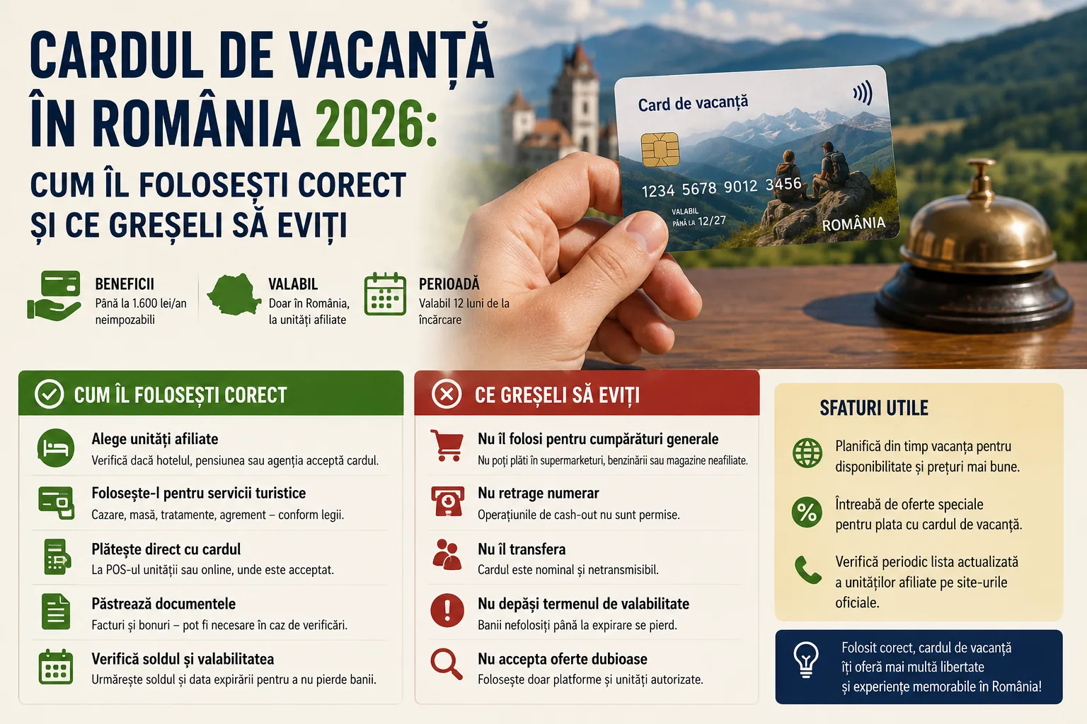 Cardul de vacanță în România 2026: cum îl folosești corect și ce greșeli să eviți
