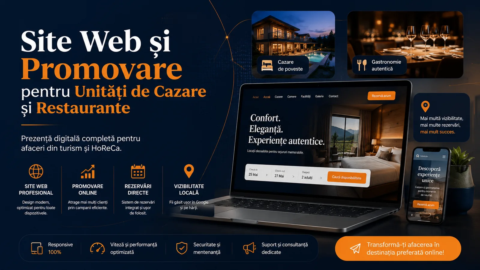 Site Web și Promovare pentru Unități de Cazare și Restaurante