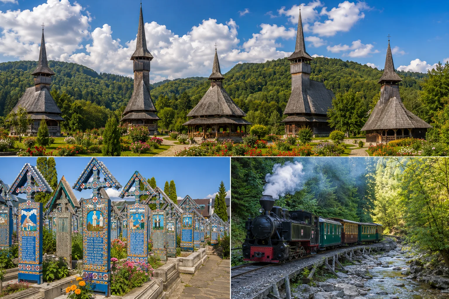 Maramureșul Istoric: bisericile de lemn, Cimitirul Vesel și Mocănița