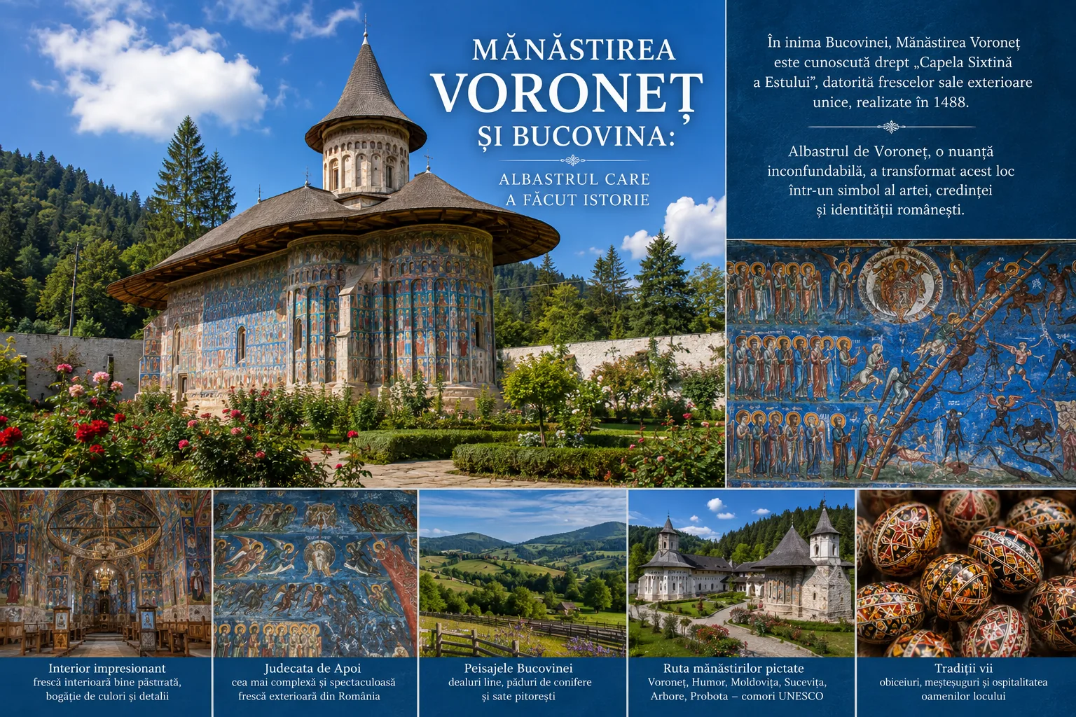 Mănăstirea Voroneț și Bucovina: albastrul care a făcut istorie