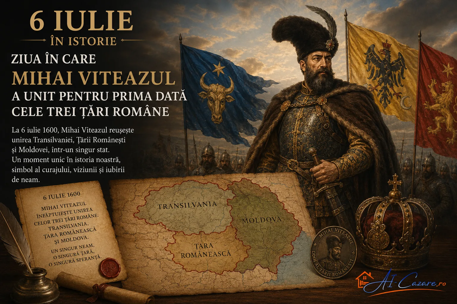 6 iulie în istorie: ziua în care Mihai Viteazul a unit pentru prima dată cele trei țări române