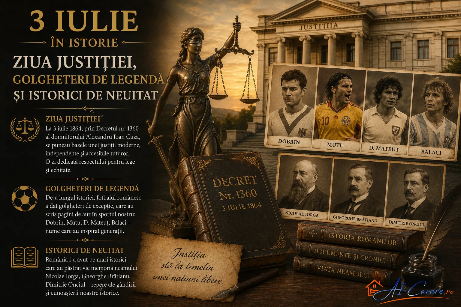 3 iulie în istorie: Ziua Justiției, golgheteri de legendă și istorici de neuitat