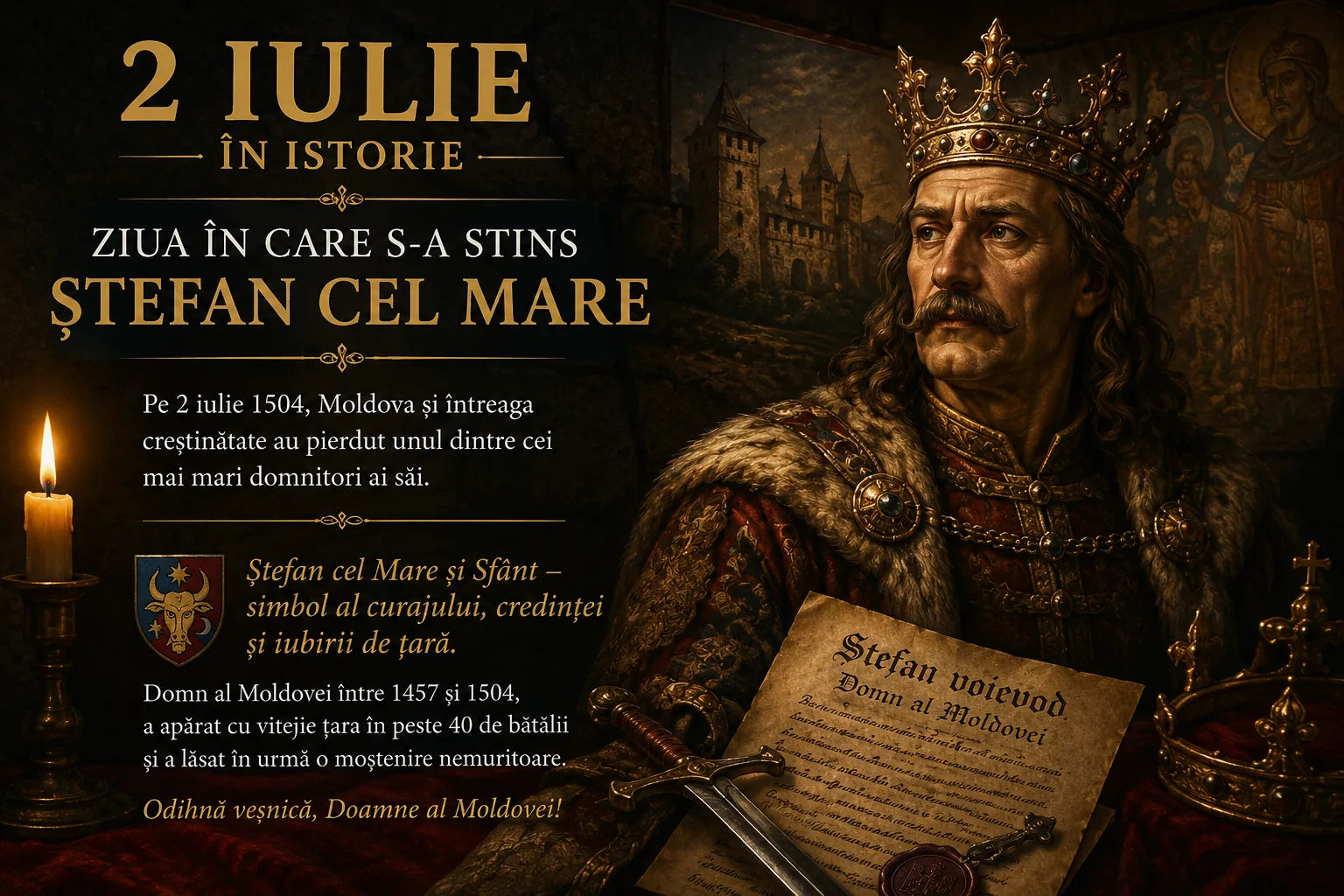 2 iulie în istorie: ziua în care s-a stins Ștefan cel Mare