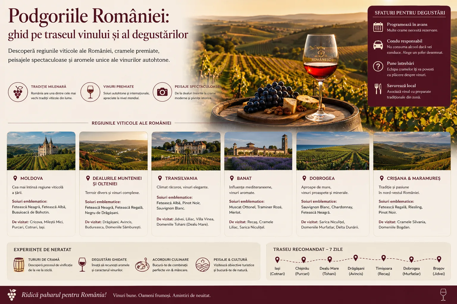Podgoriile României: ghid pe traseul vinului și al degustărilor