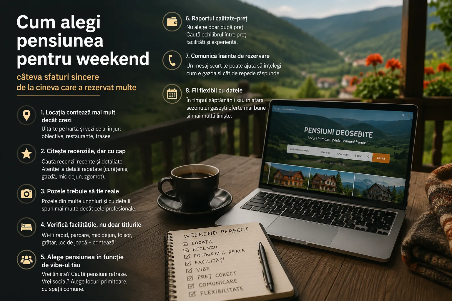 Cum alegi pensiunea pentru weekend — câteva sfaturi sincere de la cineva care a rezervat multe