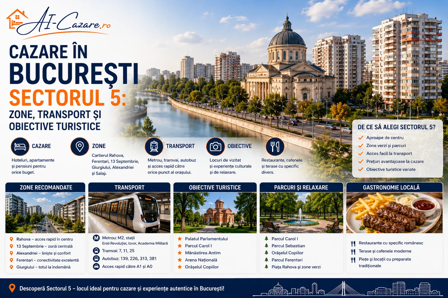 Cazare în București Sectorul 5: zone, transport și obiective turistice