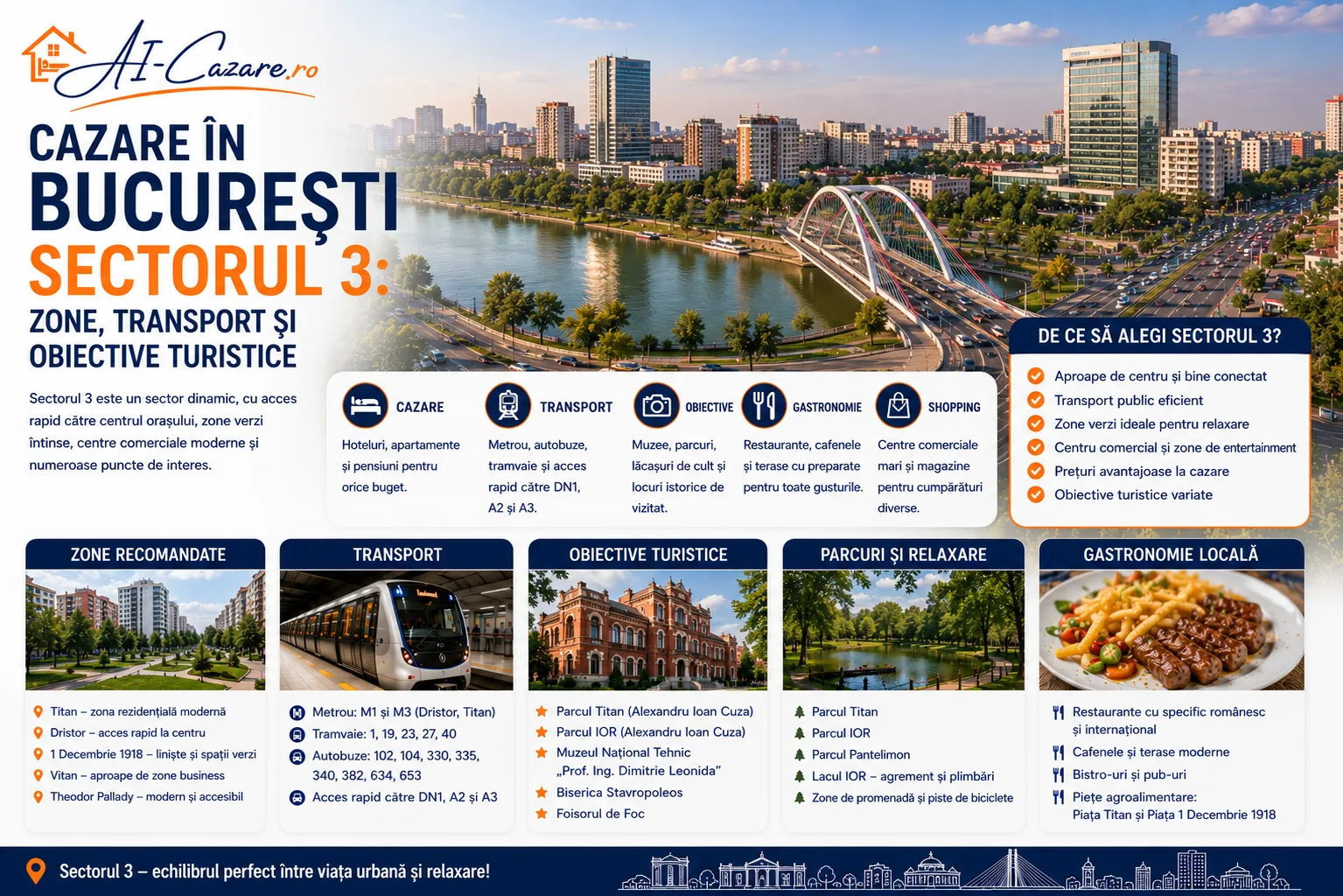 Cazare în București Sectorul 3: zone, transport și obiective turistice