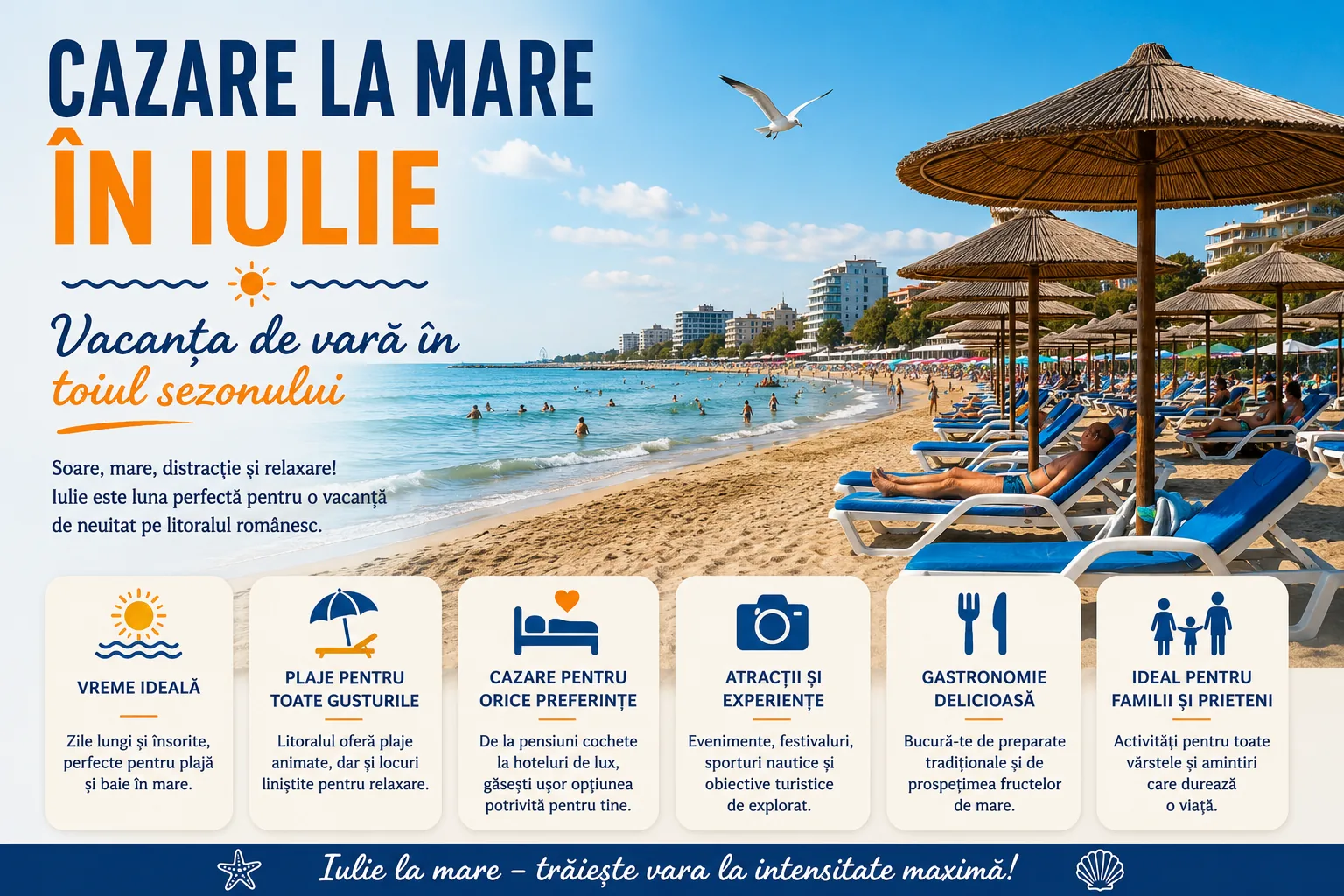 Cazare la mare în iulie: vacanța de vară în toiul sezonului