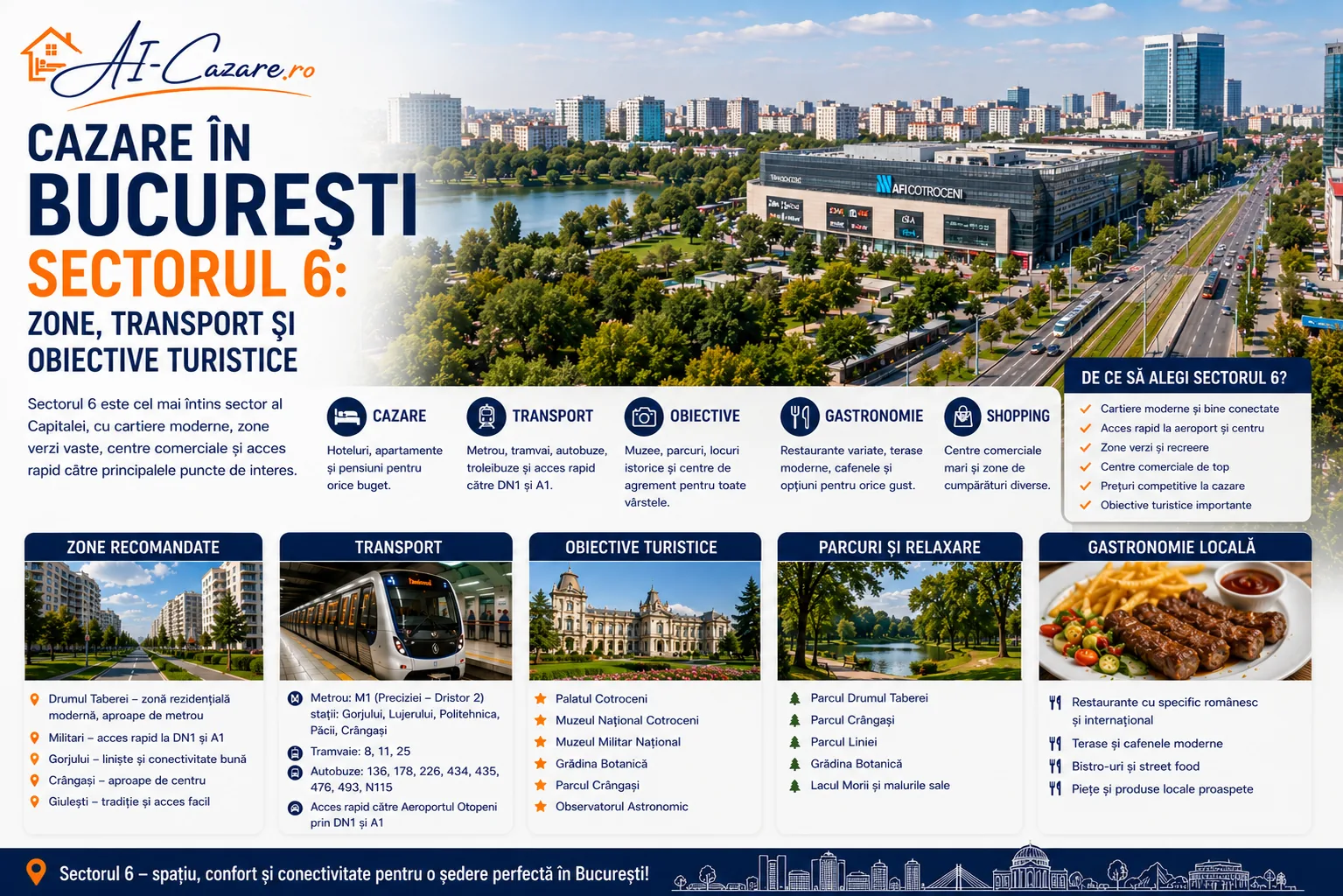 Cazare în București Sectorul 6: zone, transport și obiective turistice