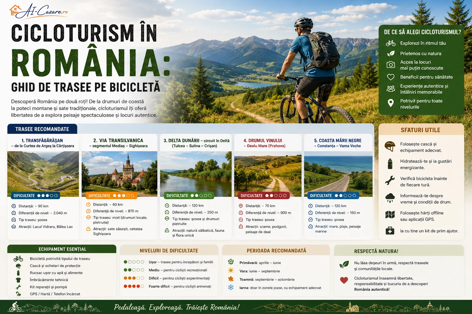Cicloturism în România: trasee, echipament și sfaturi pentru ture pe bicicletă