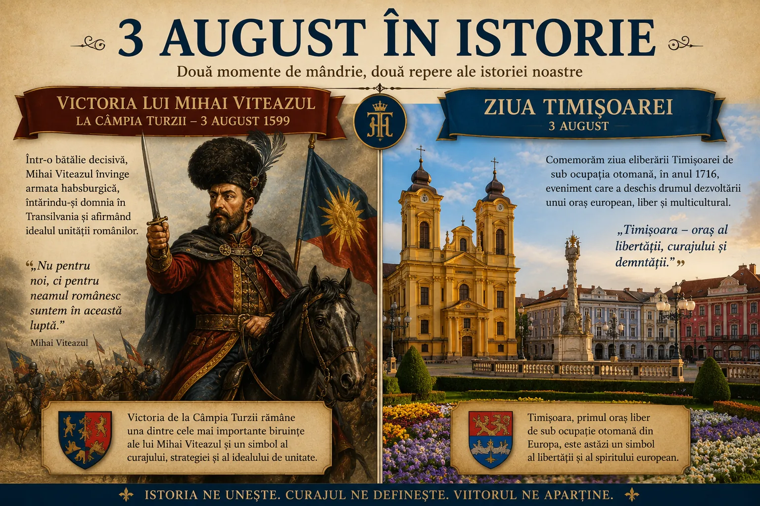 3 august în istorie: victoria lui Mihai Viteazul și ziua Timișoarei